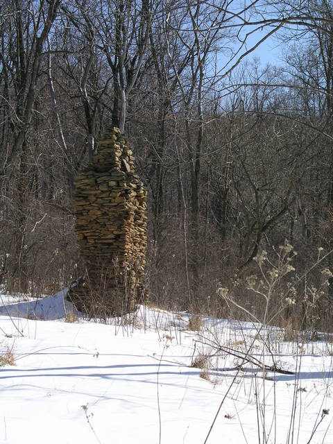 The first winter view of the frequently documented old chimney located just south of 39N 78W.