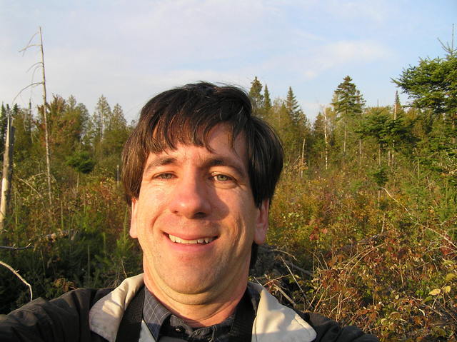 Joseph Kerski at the confluence in Vermont near the Canadian border.