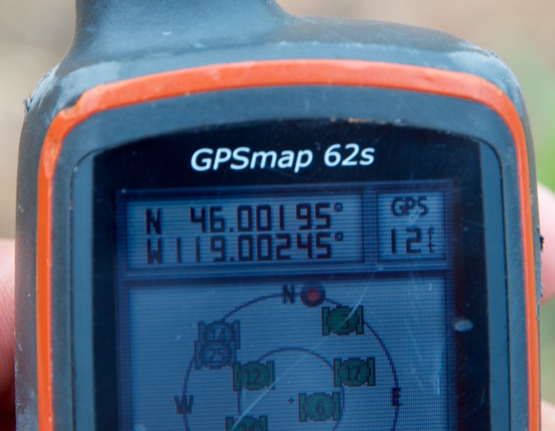 My GPS receiver, 0.18 miles from the confluence point