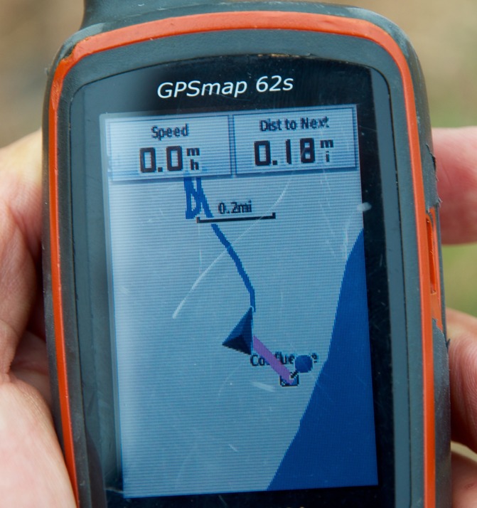 My GPS receiver, 0.18 miles from the confluence point