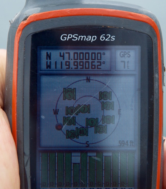 My GPS receiver, 0.44 miles from the confluence point