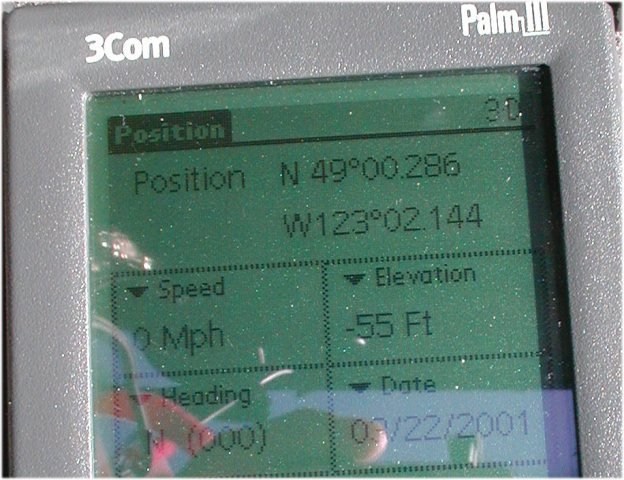 The GPS readout on my Palm III
