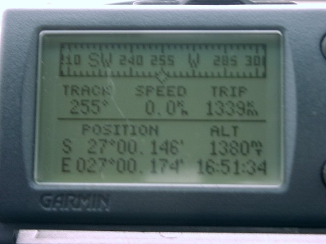 GPS screen at trig beacon