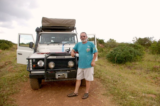 Peter, tired and back at the Land Rover
