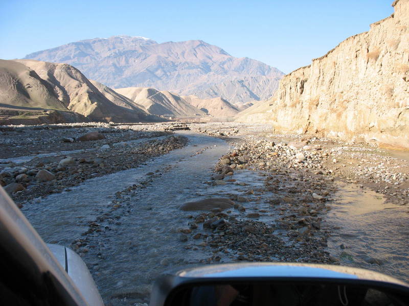 Much of the road is in the riverbed