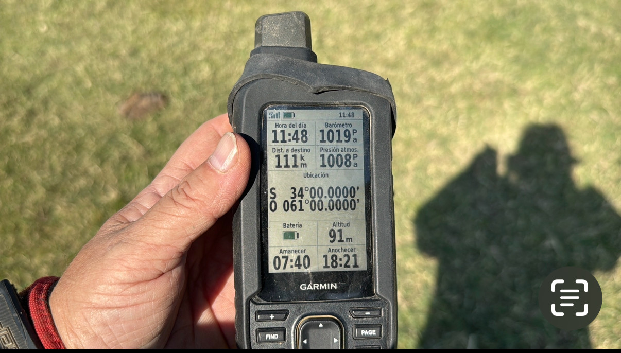 GPS indicando el punto exacto. GPS showing exact point