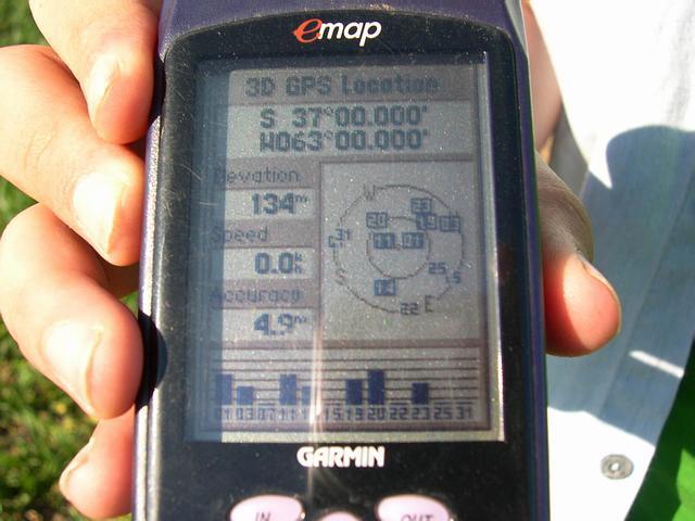El GPS indica las coordenadas de la Confluencia