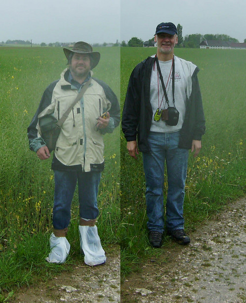 The visitors, CP about 130m behind us. Me with improvised footwear!