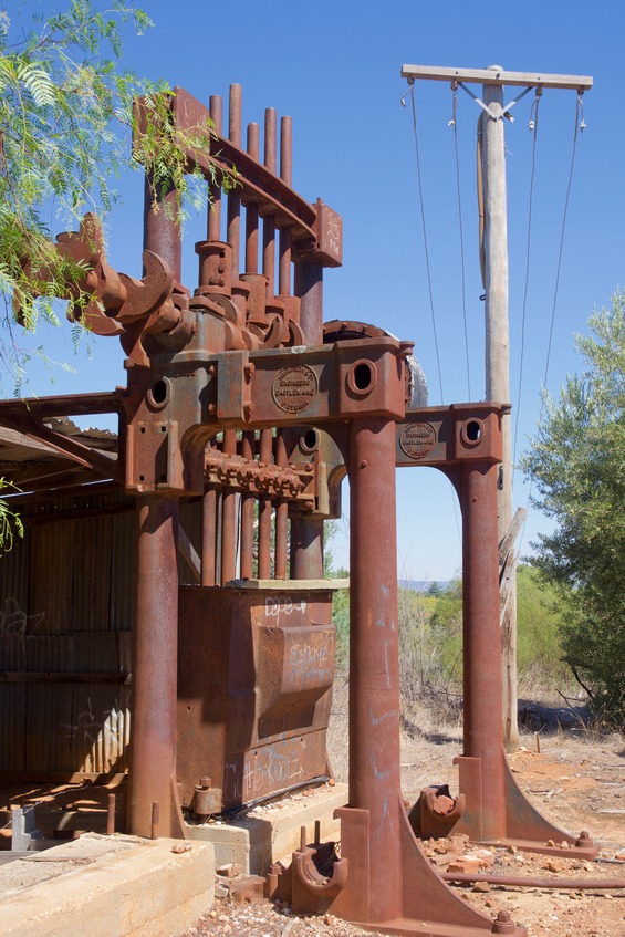 An old rock crushing machine from the historic Grenfell goldfield park nearby