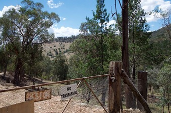 #1: Looking towards the point from a gate (with a "No Trespassing" sign - 1.8 km away