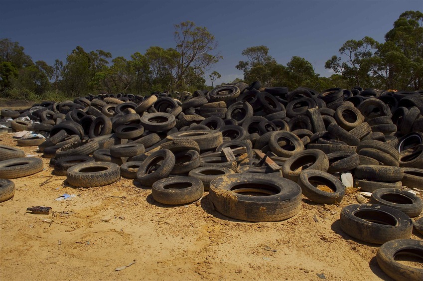 The worst of the widespread dumping near the point: A large pile of tires