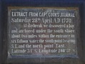 #11: This plaque at Captain Cook’s landing site (20 km away) notes the latitude and longitude