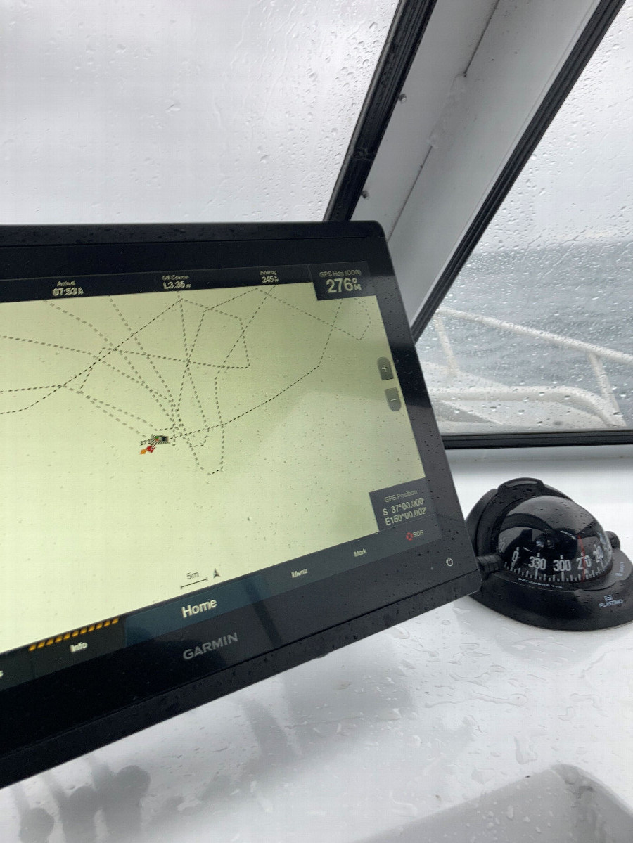 Coordinates on GPS device of the boat