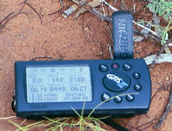 My GPS receiver's display at the confluence point
