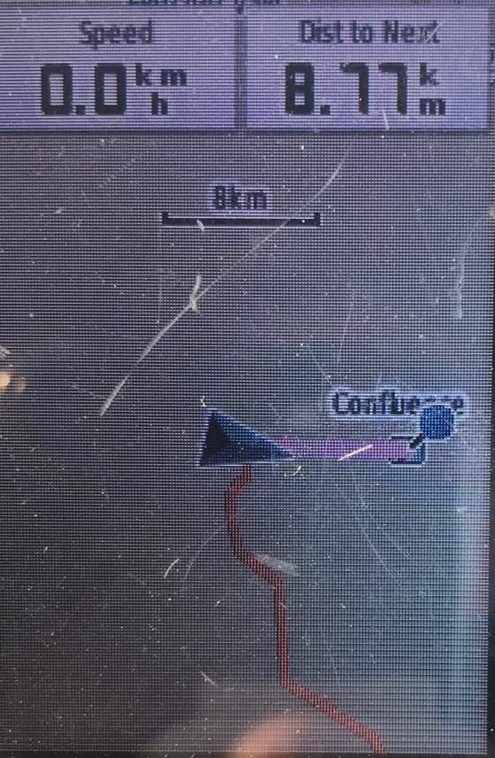My GPS receiver’s display at my closest approach - 8.77 km away