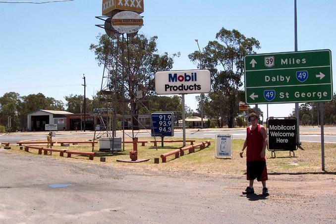 Moonie "Oil Capital of Queensland" - Sean in foreground