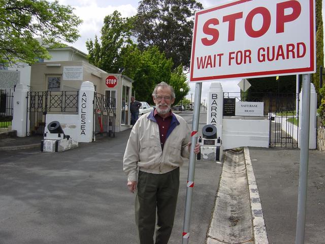My father at entrance to Anglesea Barracks in Hobart
