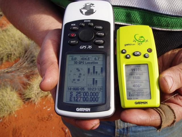 Two GPS units showing the location