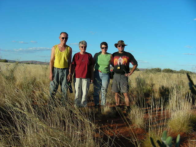 The group at the confluence; left to right: Peter, Heidi, Susi, Reudi