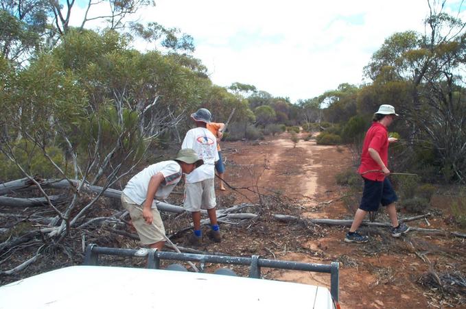 Clearing the track so we can drive on.