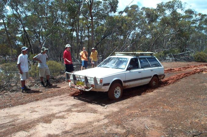 The Subaru a little bogged - it had rained a lot the night before.