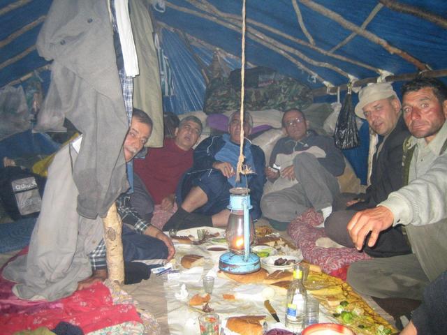 Night dinner in the shepherds shelter on the peak