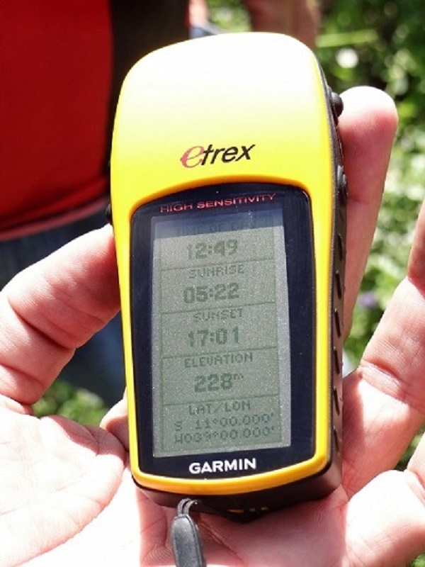 GPS eTrex confirmando a conquista. GPS eTrex proof