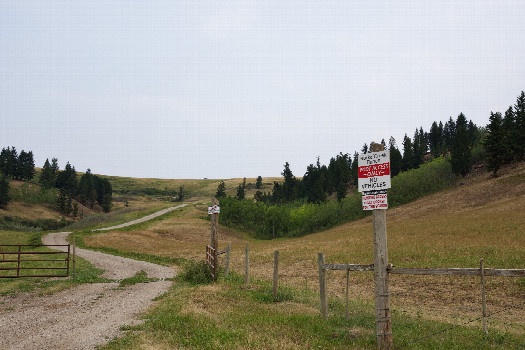 #1: This farm road - 2.8km South of the point - appears to provide the most direct access, but is signposted “no trespassing”