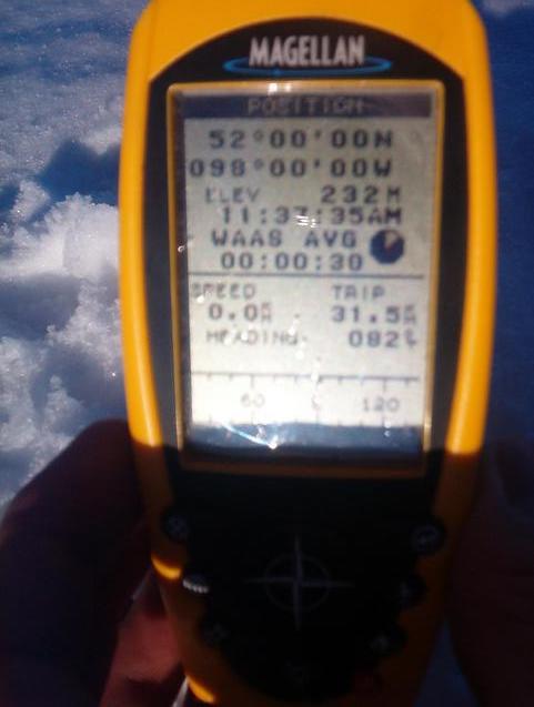 GPS in the snow on the lake ice