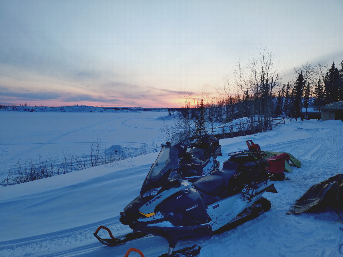 Sunset at camp on the way home.  Tsu Lake. 
