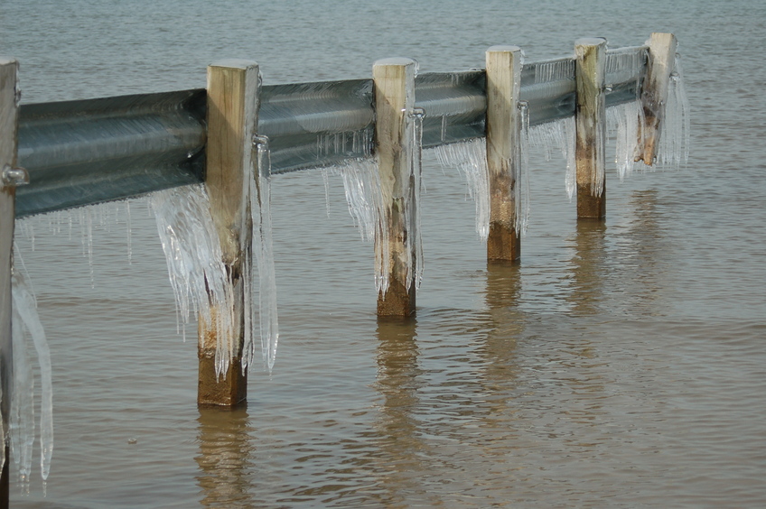 Icicles at the nearby Ipperwash beach on Lake Huron