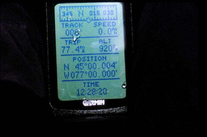 The GPS reading from the middle of the lake.