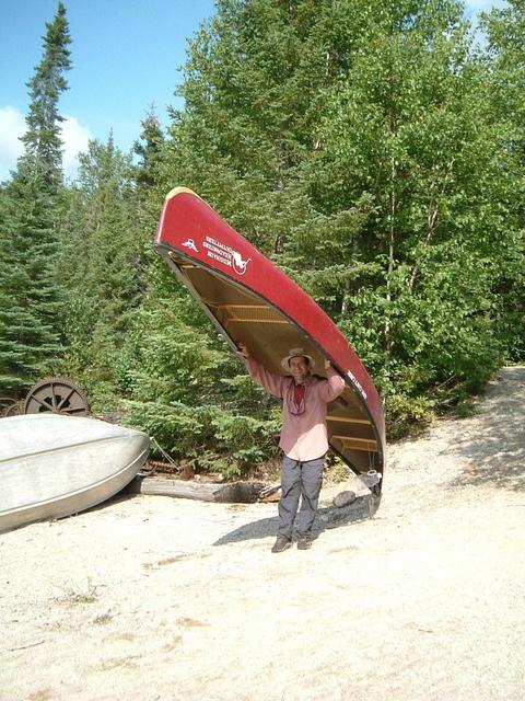 Mark at the end of the Kathleen Lake portage trail.