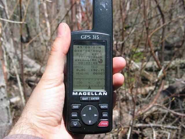  GPS reading at the confluence.