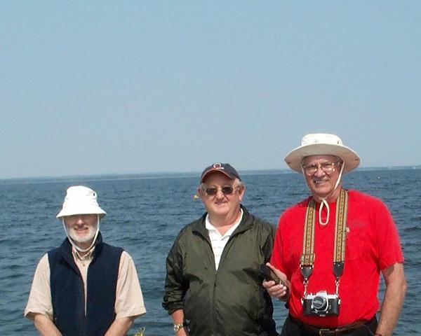 Alan, Gerry, Lorne at the confluence; P.E.I. in background