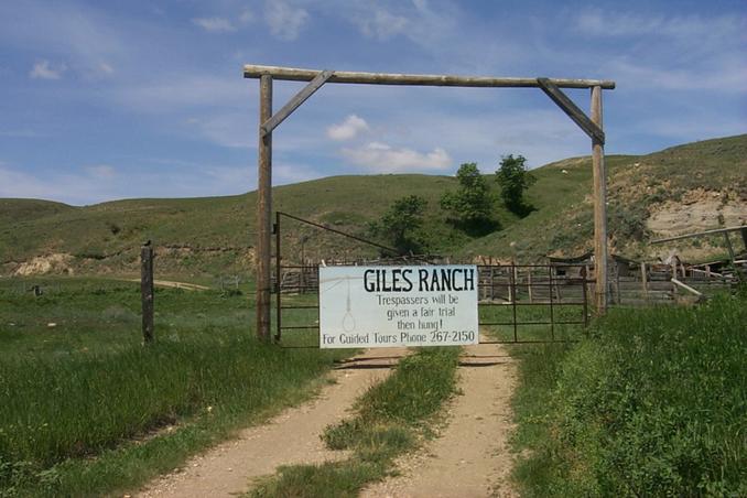 Padlocked Giles Ranch gate.