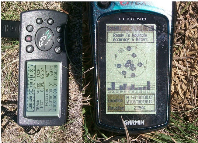 GPS readings taken about five meters apart.