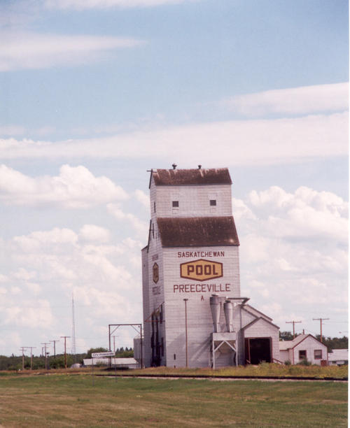 The nearest grain elevator to Hazel Dell, about 25 km away in Preeceville