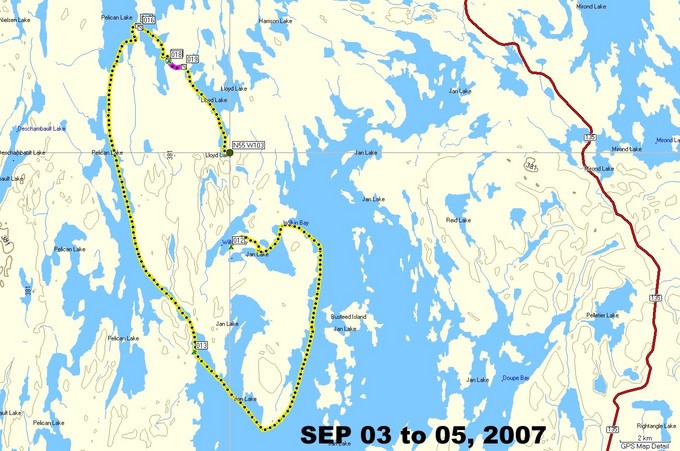 Map showing travel SEP 03 to 05