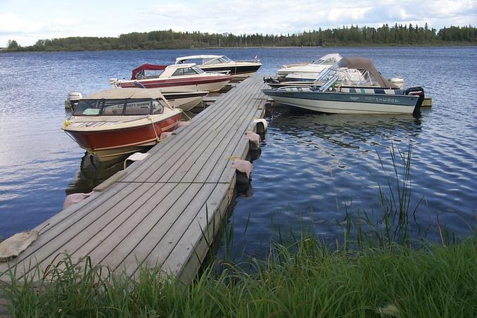 A few of the boats moored at the marina in La Ronge.  Another possible way to get to the confluence.