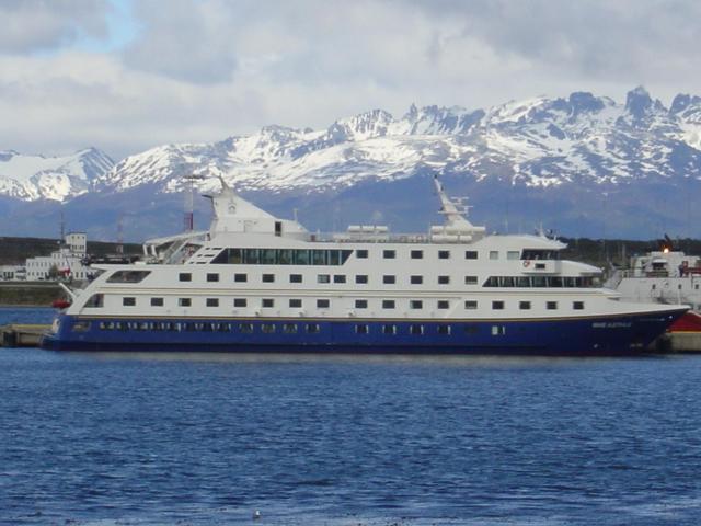 Cruise ship Mare Australis docked in Ushuaia, Argentina