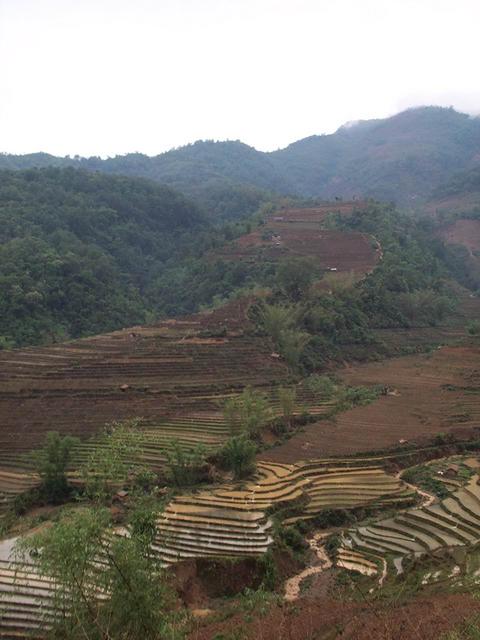 View of terraces on hike up to Mang Gong.