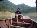 #3: Tony aboard boat from Longtou (Faucet) to Dongkou (Cave Mouth)