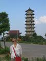#3: Carmen in front of Daye's tall pagoda.
