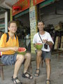 #6: Eating watermelon with a spoon.  We calculated that we both consumed 30 liters of water that hot day.