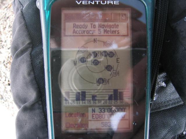 GPS view; altitude reached: 5836 meters (19259 feet).