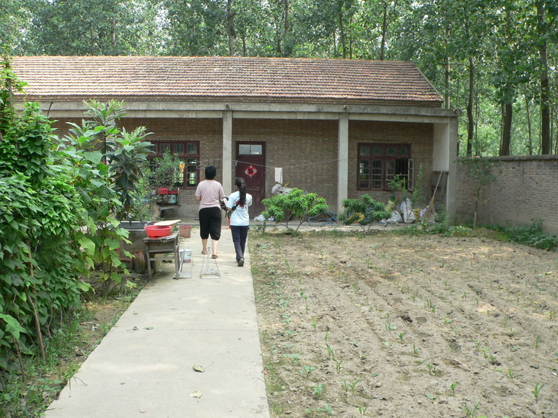 Rear courtyard of the school, with the confluence in the room on the right