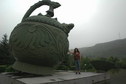 #10: Florence with the giant tea pot in front of the pottery museum