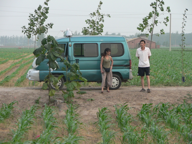 Ah Feng with our minivan and driver, on the track 155 m south of the confluence