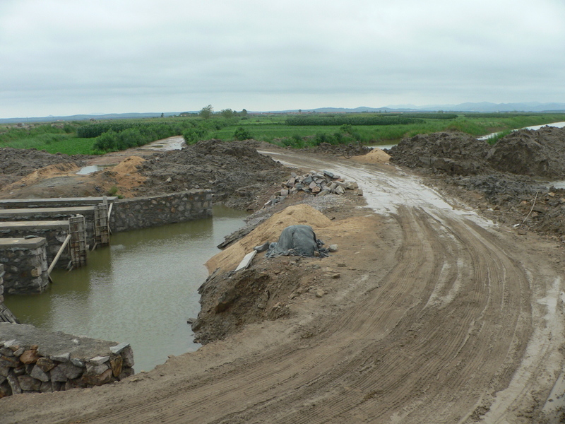 Looking north, with foundations for a new bridge on the left